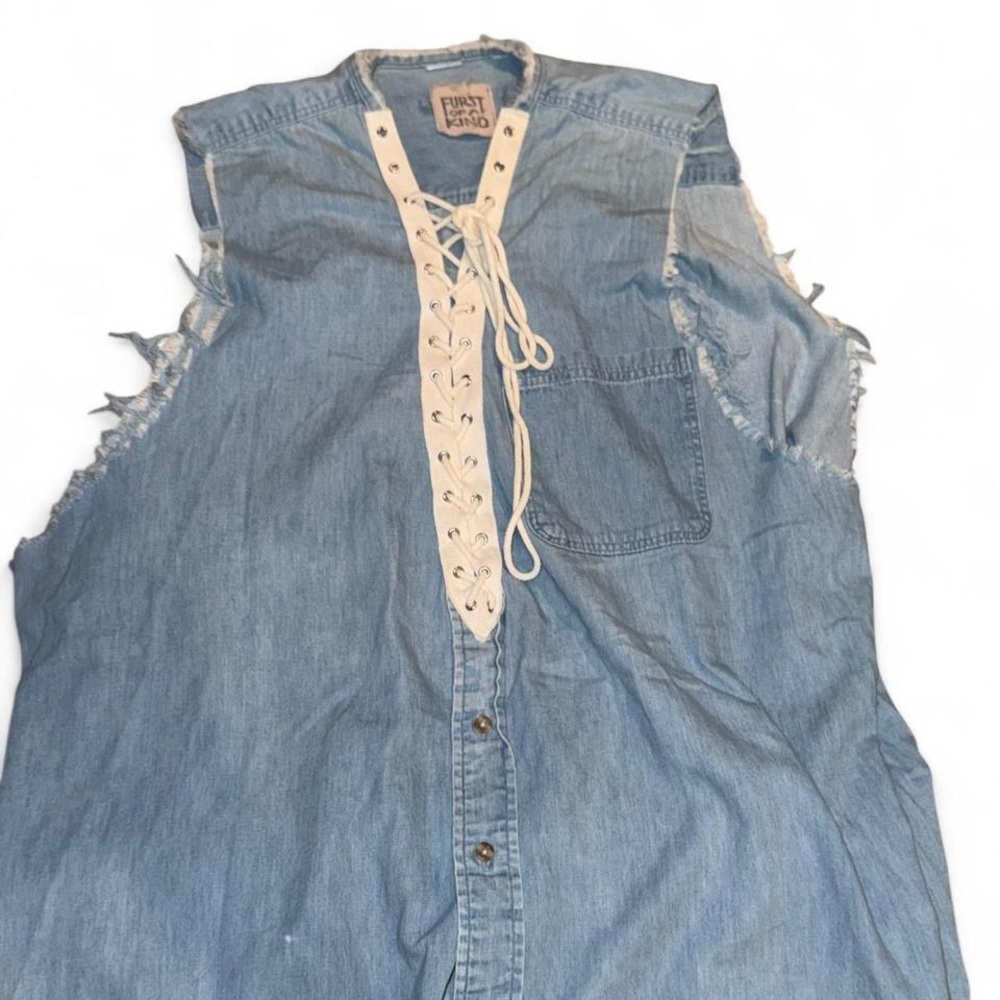 Oversized LF Blue Denim Muscle Tee- Furst of a Kind